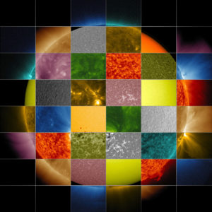 Sun shown as grid of images in various wavelengths